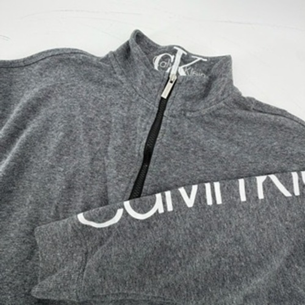 Calvin Klein Performance Mens Gray Quarter Zip‎ Cropped Logo Pullover Sweatshirt